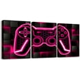 thumbnail image 1 of Hieng Gamer Canvas Wall Art Gaming Bathroom Wall Art for Home Decor 12"x16" 3 Piece for Teens Bedroom Decor Lighting Honeycomb Office Wall Artwork Posters Blue and Black Geometric Wall Painting, 1 of 6