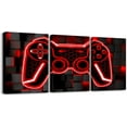 thumbnail image 1 of Hieng Gamer Canvas Wall Art Gaming Bathroom Wall Art for Home Decor 12"x16" 3 Piece for Teens Bedroom Decor Lighting Honeycomb Office Wall Artwork Posters Blue and Black Geometric Wall Painting, 1 of 6