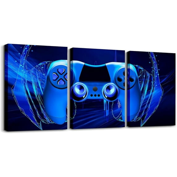Hieng Gamer Canvas Wall Art for Living Room Game Controller Picture Wall Decor Gaming Gifts Bathroom Office Wall Art Gamepad Artwork Posters Green Wall Painting