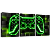 Hieng Gamer Canvas Wall Art for Living Room Game Controller Picture Wall Decor Gaming Gifts Bathroom Office Wall Art Gamepad Artwork Posters Green Wall Painting