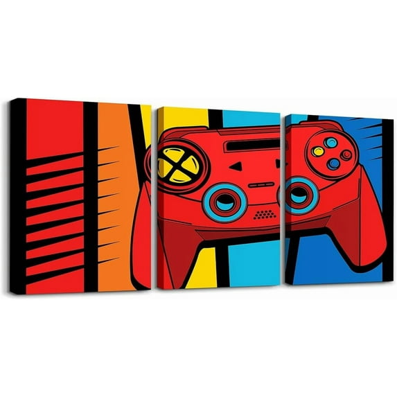 Hieng Gamer Canvas Wall Art for Living Room Game Controller Picture Wall Decor Gaming Gifts Bathroom Office Wall Art Gamepad Artwork Posters Green Wall Painting
