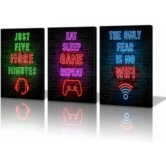 Hieng Gamer Canvas Wall Art for Living Room Game Controller Picture Wall Decor Gaming Gifts Bathroom Office Wall Art Gamepad Artwork Posters Green Wall Painting