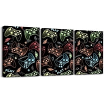 Hieng Gamer Canvas Wall Art for Living Room Red and Black Picture Wall Decor Gaming Ombre Office Wall Decorations Artwork Posters Geometry Square Wall Painting（Only canvas）