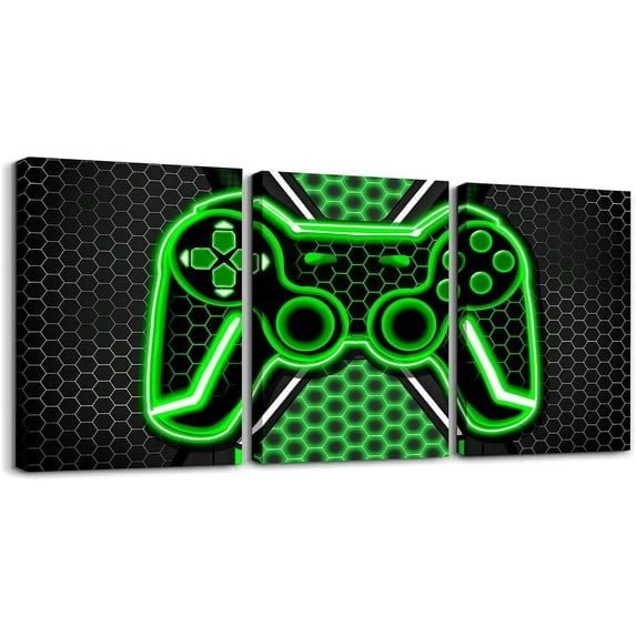 Hieng Gamer Canvas Wall Art for Living Room Red and Black Picture Wall Decor Gaming Ombre Office Wall Decorations Artwork Posters Geometry Square Wall Painting(Only canvas)