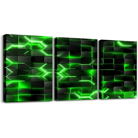 Hieng Gamer Canvas Wall Art for Living Room Red and Black Picture Wall Decor Gaming Ombre Office Wall Decorations Artwork Posters Geometry Square Wall Painting(Only canvas)