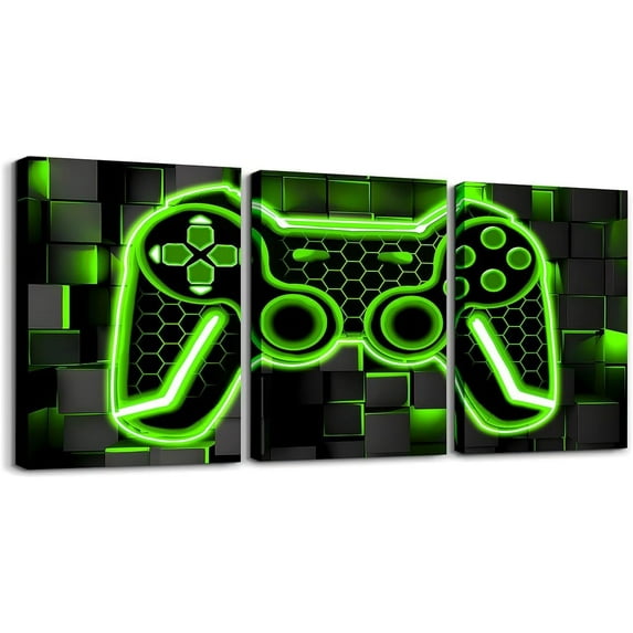 Hieng Gamer Canvas Wall Art for Living Room Red and Black Picture Wall Decor Gaming Ombre Office Wall Decorations Artwork Posters Geometry Square Wall Painting(Only canvas)