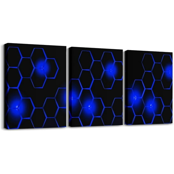 Hieng Gamer Canvas Wall Art for Living Room Red and Black Picture Wall Decor Gaming Ombre Office Wall Decorations Artwork Posters Geometry Square Wall Painting(Only canvas)