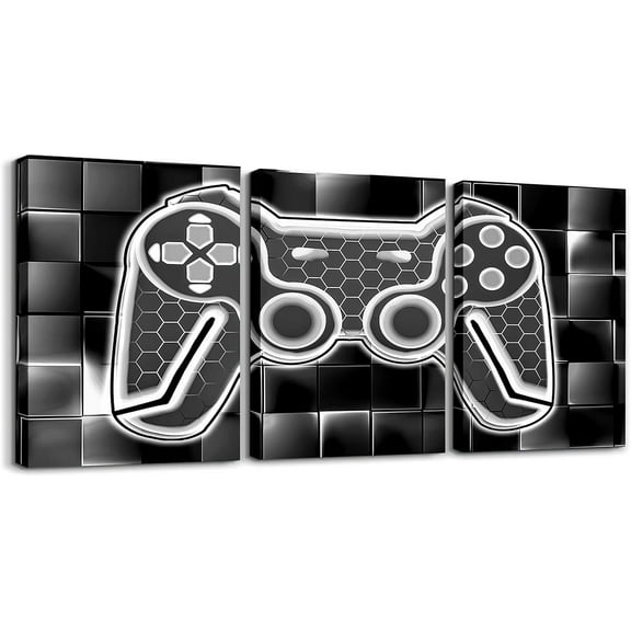 Hieng Gamer Canvas Wall Art for Living Room Red and Black Picture Wall Decor Gaming Ombre Office Wall Decorations Artwork Posters Geometry Square Wall Painting（Only canvas）