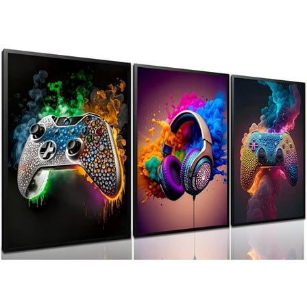 Hieng Gaming Room Canvas Wall Art , Game Posters Wall Decor, Gamer Paintings Picture Print for Boys Room Kids Game Room Bedroom Boys Home Decoration Unframed