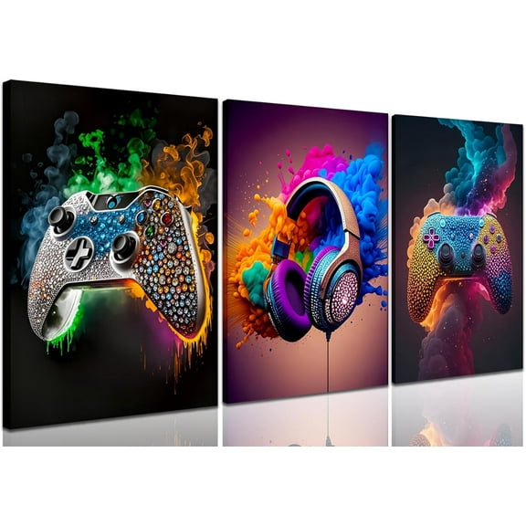 Hieng Gaming Room Canvas Wall Art , Game Posters Wall Decor, Gamer Paintings Picture Print for Boys Room Kids Game Room Bedroom Boys Home Decoration Unframed