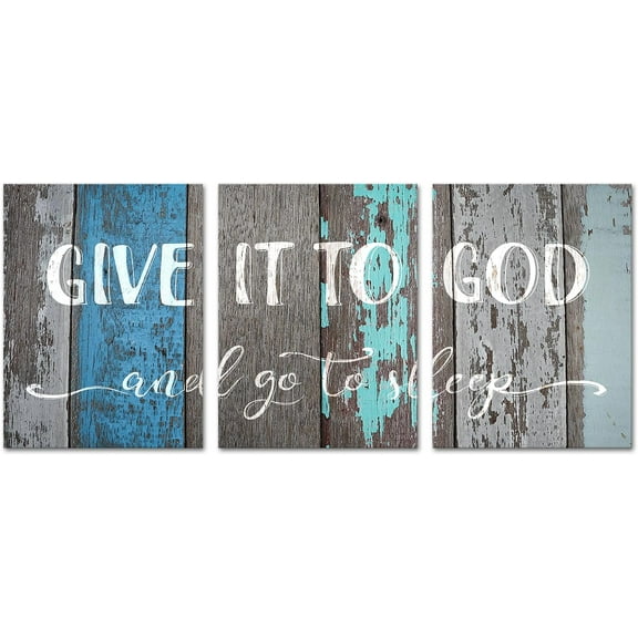 Hieng Give It To God And Go To Sleep Sign Wall Decor Rustic Farmhouse Above Bed Canvas Wall Art