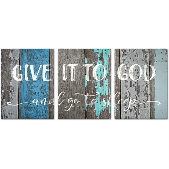 Hieng Give It To God And Go To Sleep Sign Wall Decor Rustic Farmhouse Above Bed Canvas Wall Art