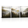 thumbnail image 1 of Hieng Gold White Foggy Forest Canvas Wall Art Misty Pine Trees Mountain paintings Pictures Landscape Nature Decor for Living Room Bedoom Decoration, 1 of 6