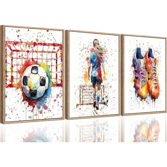 Hieng Graffiti Soccer Wall Hieng Sneakers Posters Wall Decor Prints Pictures Sports Theme Colorful Football Canvas Paintings for Bedroom Boys Room Teen Kids Playroom Home Decoration