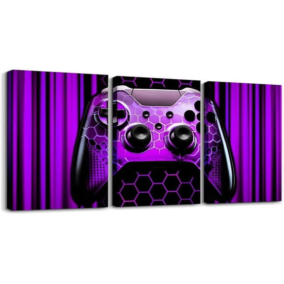 Hieng Green Gamer Canvas Wall Hieng Geometric Games Controller Wall Decor Prints Home Hiengwork for Living Room Bedroom, Video Gaming Wall Painting Posters, Kids Boys Girls Room Decor
