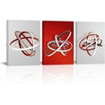 thumbnail image 1 of Hieng Grey and Red Wall Art 3 Panels Abstract Geometric Circle Canvas Painting Print Contemporary Modern Artwork for Living Room Bedroom Wall Decor, 1 of 6
