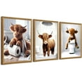 thumbnail image 1 of Hieng Highland Cow Bathroom Canvas Wall Art, Funny Bathroom Signs Animal Wall Decor, Rustic Cute Bathroom Poster Prints for Bathroom Restroom Decor(Framed canvas), 1 of 6
