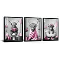 thumbnail image 1 of Hieng Highland Cow Bathroom Wall Art 3 Piece Funny Bathroom Pictures Canvas Print Grey and Blue Decor Unframed, 1 of 6