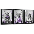 thumbnail image 1 of Hieng Highland Cow Bathroom Wall Art 3 Piece Funny Bathroom Pictures Canvas Print Grey and Blue Decor Unframed, 1 of 6