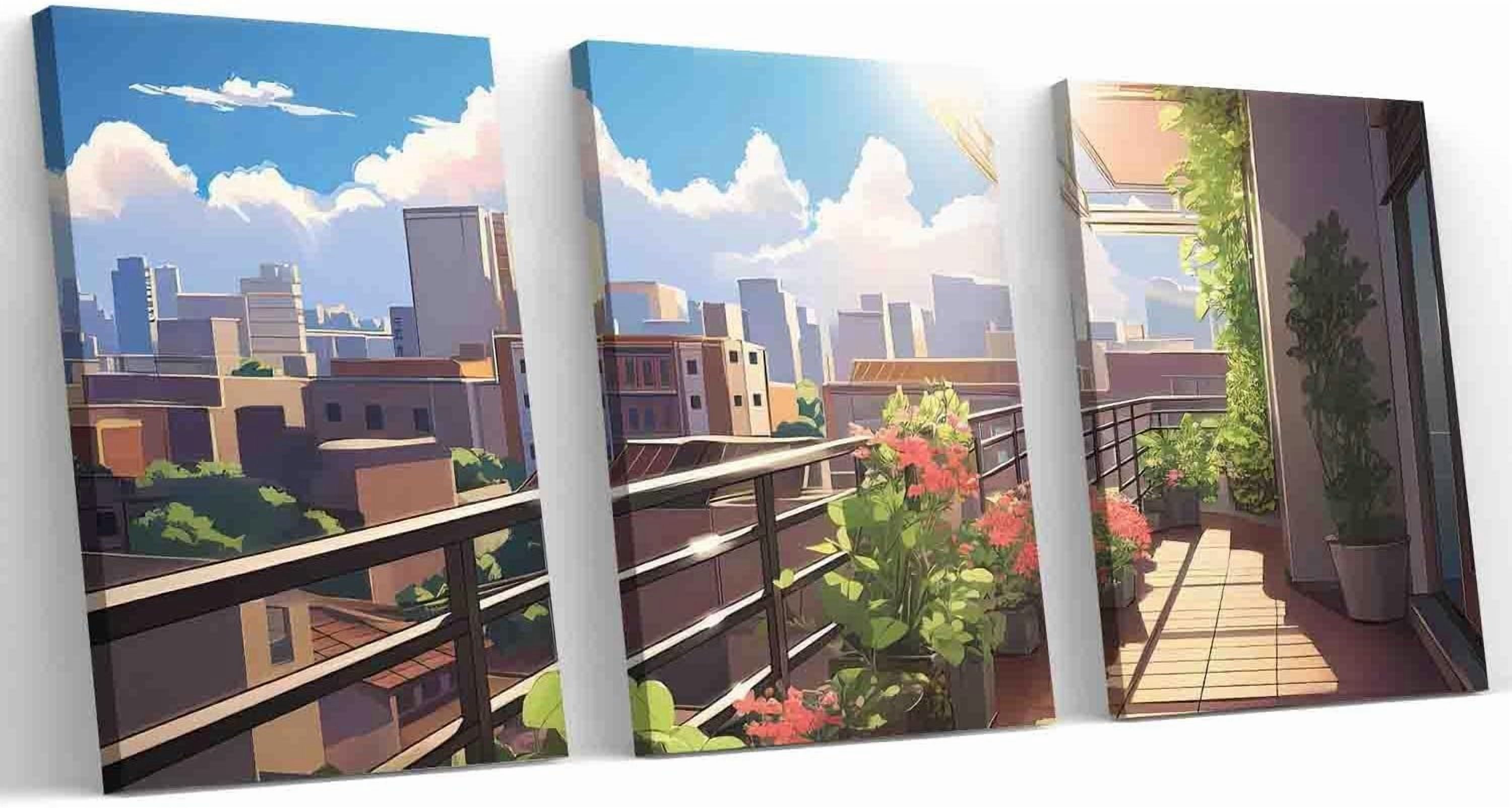 Hieng Hieng Japanese Cherry Blossom Triptych Canvas Art Decor for Home ...