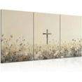 thumbnail image 1 of Hieng Jesus Wall Art Nature Wildflowers Cross Canvas Poster Religious Pastoral Scenery Picture Rustic Meadow Mural Country Flowers Art Print Living Room Bedroom Office, 1 of 6