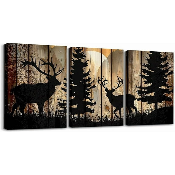 Hieng Kids Bear Canvas Wall Art for Living Room Bedroom Wild Animal Hunting Picture Wall Decor Girls Cabin Wall Painting Posters and Prints Western Rustic Farmhouse Bathroom Wall Art Unframed