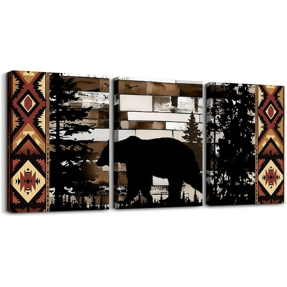 Hieng Kids Bear Canvas Wall Art for Living Room Bedroom Wild Animal Hunting Picture Wall Decor Girls Cabin Wall Painting Posters and Prints Western Rustic Farmhouse Bathroom Wall Art Unframed