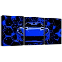 Hieng Kids Boys Race Car Canvas Wallfor Living Room Green Sports Car Picture Wall Decor for Dining Room Bedroom Bathroom Geometric Extreme Sports Game Poster Painting for Home Decor