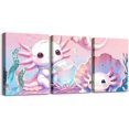 thumbnail image 1 of Hieng Kids Cute Axolotl Picture Wall Decor Purple Mermaid Scale Canvas Wall Hieng for Living Room Bedroom CHiengoon Ocean Animal Wall Painting Posters Prints Boys Girls Salamander Bathroom, 1 of 6