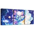 thumbnail image 1 of Hieng Kids Cute Axolotl Picture Wall Decor Purple Mermaid Scale Canvas Wall Hieng for Living Room Bedroom CHiengoon Ocean Animal Wall Painting Posters Prints Boys Girls Salamander Bathroom, 1 of 6