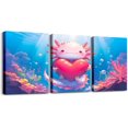thumbnail image 1 of Hieng Kids Cute Axolotl Wall Painting Posters and Prints Ocean Sealife Picture Wall Decor Kawaii Animal Canvas Wall Art for Living Room Bedroom Girls Princess Beach Bathroom Wall Art Unframed, 1 of 6