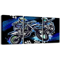 Hieng Kids Dirt Bike Picture Wall Decor Racing Motocross Rider Wall Painting Prints Motorcycle Canvas Wall Hieng Living Room Bedroom Boys Girls Extreme Sports Teens Bathroom Wall