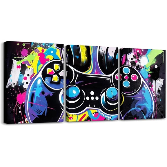 Hieng Kids Gaming Canvas Wall Hieng for Living Room Bedroom Blue Gamer Picture Wall Decor for Bathroom Game Console Kids Boys Girls Hiengwork Posters Game Room Decor Painting