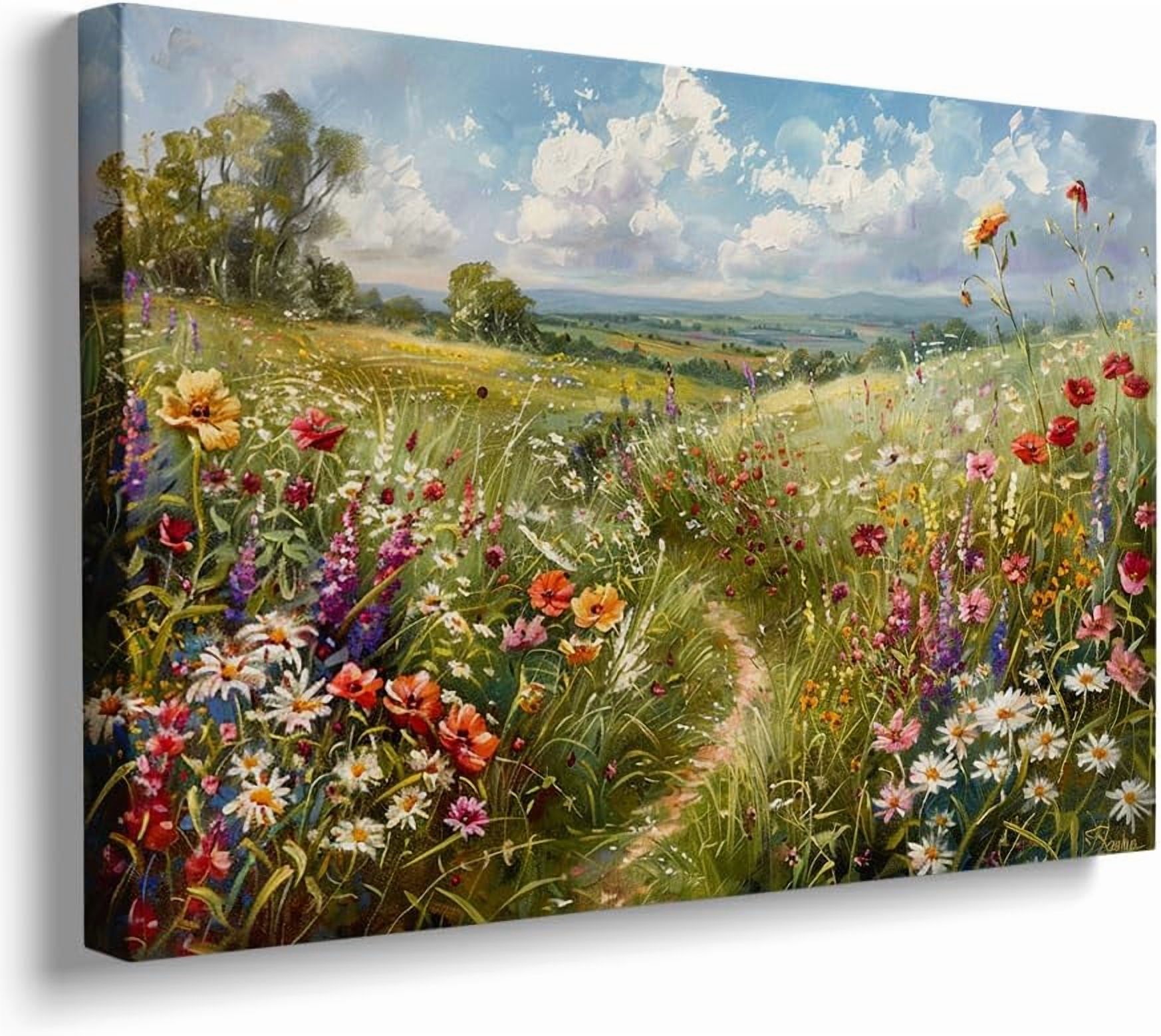 Hieng Landscape Wall Art Wildflowers Field Painting Landscape Poster ...