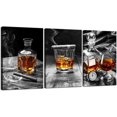 thumbnail image 1 of Hieng - Large 3 Piece Canvas Prints Wall Art Cigar Whisky Pictures Canvas Art Liquor Still Life Painting Giclee Print on Canvas Modern Kitchen Pub Western Wall Decor Unframed, 1 of 6