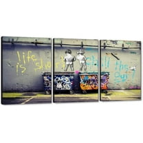 Hieng Large Banksy Canvas Wall Art Graffiti Dream Theme Painting Modern Inspirational Office Wall Decor (Only canvas)