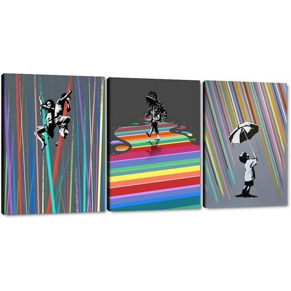 Hieng Large Banksy Canvas Wall Art Graffiti Dream Theme Painting Modern Inspirational Office Wall Decor (Only canvas)