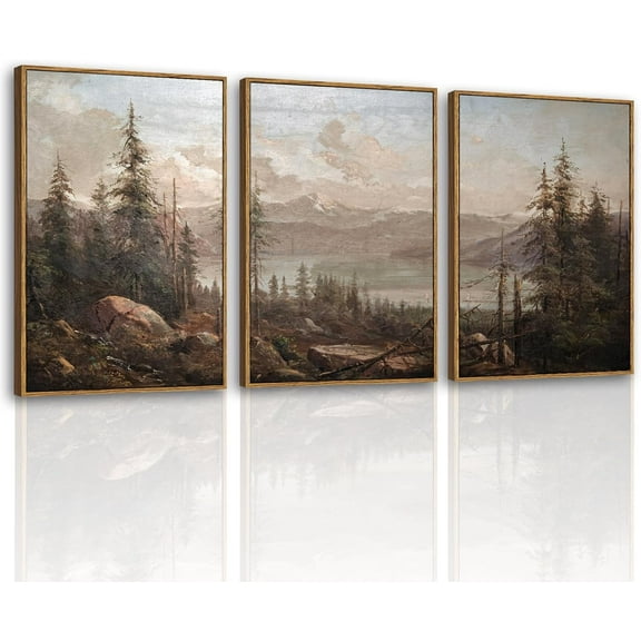 Hieng Large  Canvas Wall Art, 3 Pcs, Living Room Vintage Landscape Decor, Nature Wall Art Bedroom Above Bed Decor, Country Retro Pictures, 16x24inch, Set of 3