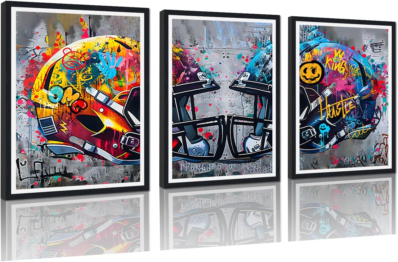 Hieng Hieng Large Graffiti Wall Decor 3 Panels Banksy Wall Hieng for Living ...