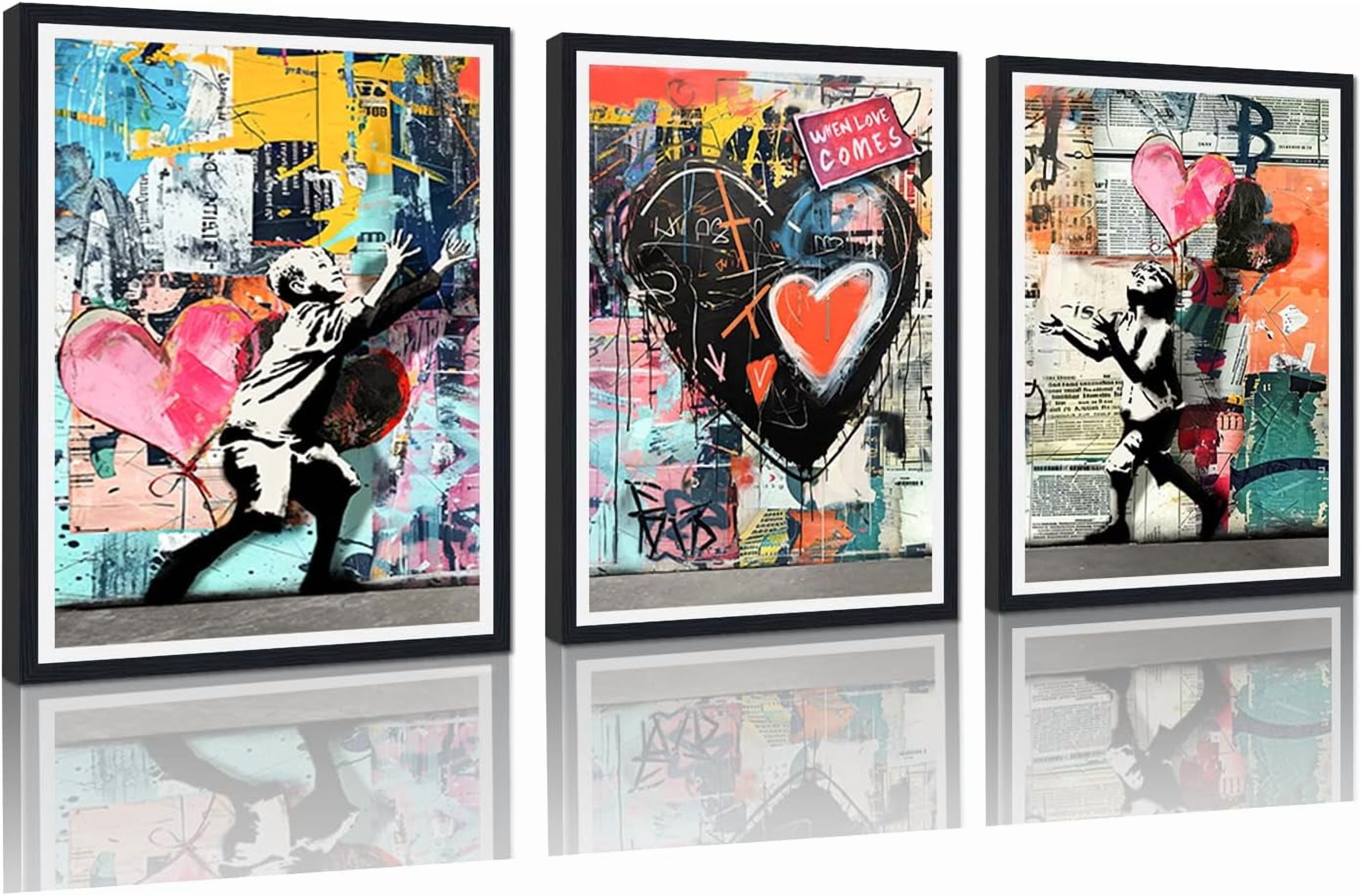 Hieng Hieng Large Graffiti Wall Decor 3 Panels Banksy Wall Hieng for Living ...