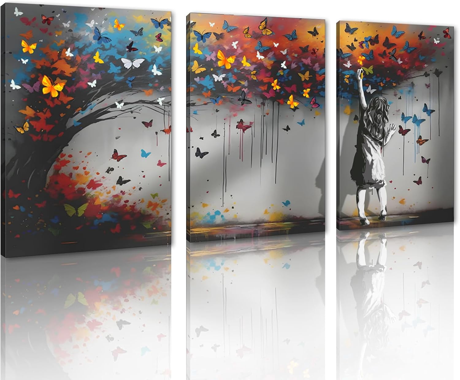 Hieng Hieng Large Graffiti Wall Decor 3 Panels Banksy Wall Hieng for Living ...