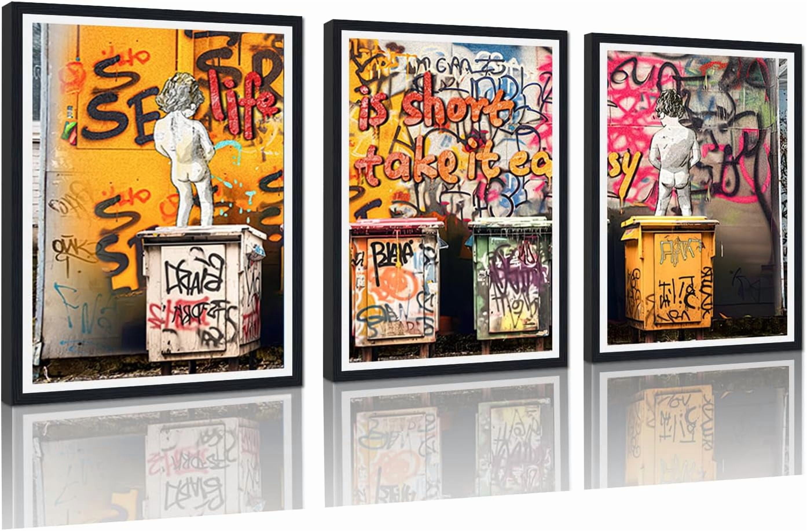 Hieng Hieng Large Graffiti Wall Decor 3 Panels Banksy Wall Hieng for Living ...