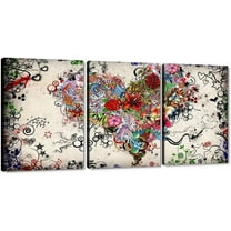 Hieng Large Living Room Canvas Wall Art 3 Panels Graffiti Black Woman Portrait Poster Abstract Street Pop Artwork for Bedroom Bathroom Wall Decor