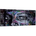 thumbnail image 1 of Hieng Large Living Room Canvas Wall Art 3 Panels Graffiti Black Woman Portrait Poster Abstract Street Pop Artwork for Bedroom Bathroom Wall Decor, 1 of 5