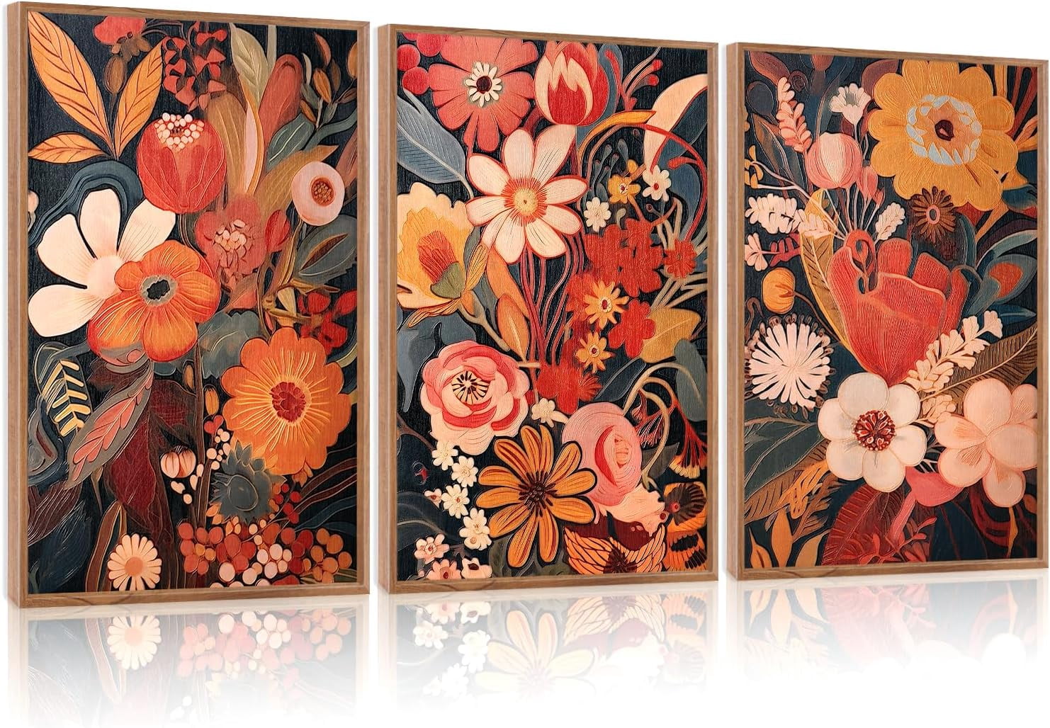 Hieng Large landscape Framed Canvas Wall Art 16x24 Inch Set of 3 ...
