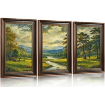 Hieng Large landscape Framed Canvas Wall Art 16x24 Inch Set of 3 Vintage Nature Scenery Wall Decor Lake Woodland Art Print for Living Room Bedroom Office