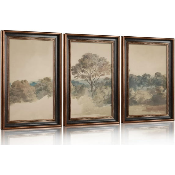 Hieng Large landscape Framed Canvas Wall Art 16x24 Inch Set of 3 Vintage Nature Scenery Wall Decor Lake Woodland Art Print for Living Room Bedroom Office