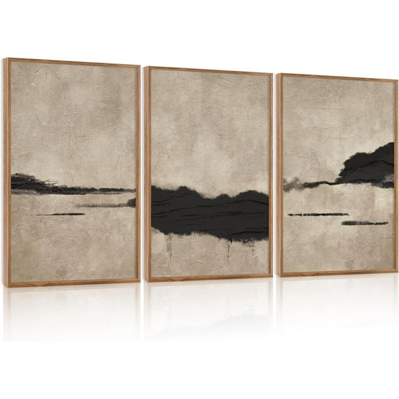 Hieng Large landscape Framed Canvas Wall Art 16x24 Inch Set of 3 Vintage Nature Scenery Wall Decor Lake Woodland Art Print for Living Room Bedroom Office