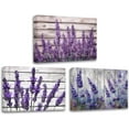 thumbnail image 1 of Hieng Lavender Wall Art 3 Pieces Purple Floral with Butterfly Canvas Prints Country Flower Art Picture Rustic Farmhouse Kitchen Bathroom Decor Unframed, 1 of 6