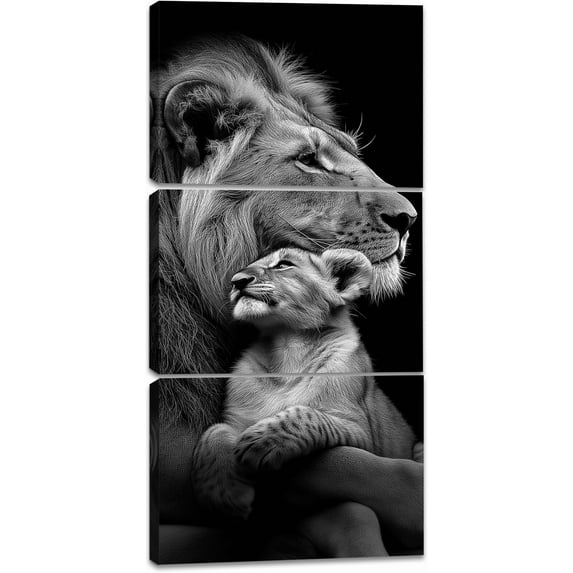 Hieng Lion Wall Art Lion Picture Wall Decor Black Animals Head Portrait Painting for Living Room Bedroom Unframed